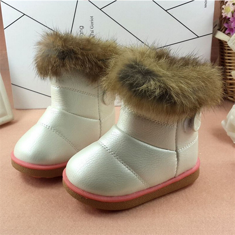 NEW Real Rubbit fur children s snow boots EU21 30 kids girls warm Shoes baby plush