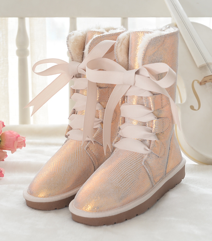 flat pink boots
