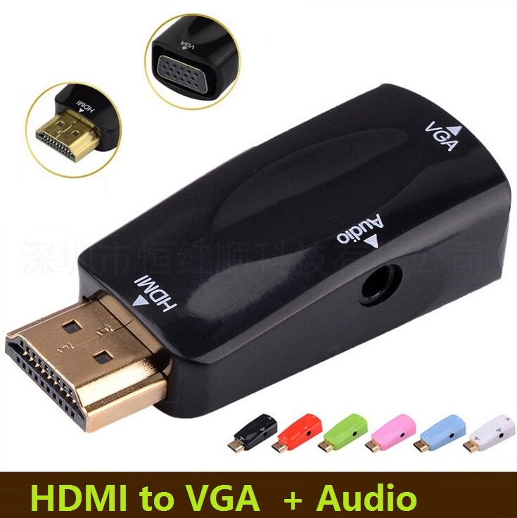 100pcs/lot* HDMI to VGA with Audio Cable HDMI to VGA Adapter Male To Female 1080p HDMI to VGA Converter For PC/HDTV