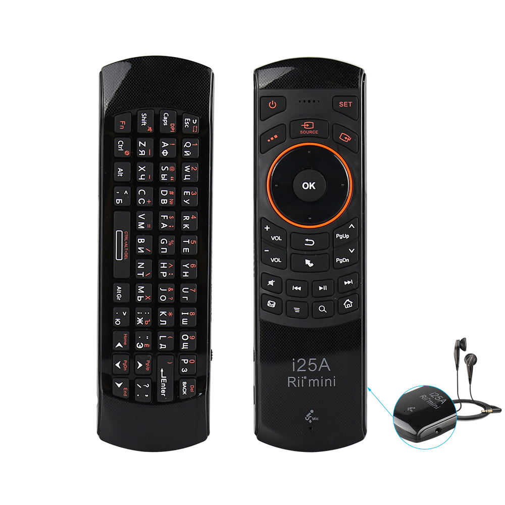 Original Rii i25A 2.4G Mini Wireless Russian Fly Mouse Keyboard with Audio for PC, HTPC, Android TV Box