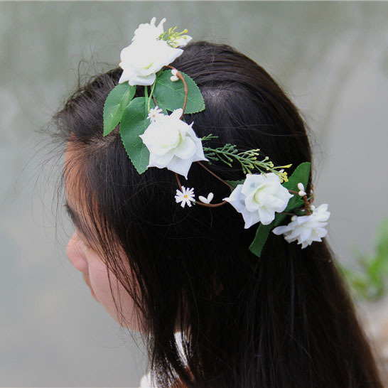 Woman Flower Crowns Flower Hair crowns lot flower Accessories lot  Rose  White Girls  Hair