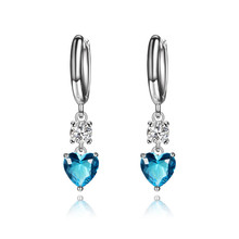 2016 Fashion Jewelry Pendant Earrings Drop Allergy Free Platinum Plated Cubic Zirconial Love Heart Shape Valentine’s Day Gift