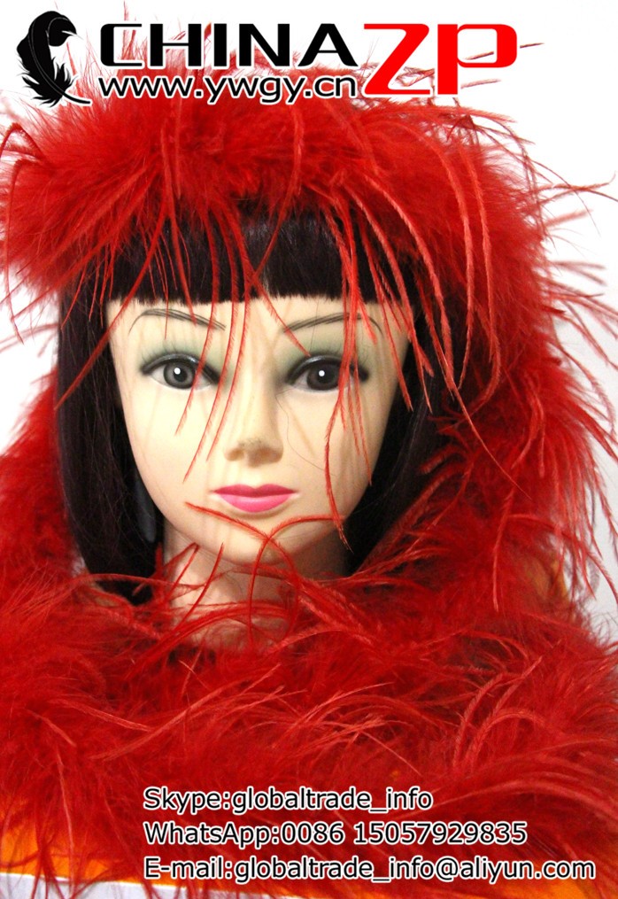 red ostrich feathers boa (5)