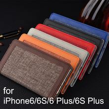 Luxury Flip Cloth Skin Leather Case For iPhone 6 6S / 6S Plus 5.5 Lattice Grid Cellphone Bag Wallet Stand Cover i6 4.7/Plus YF01
