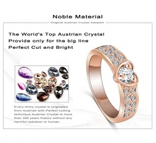 LZESHINE Brand Romantic Ring 18K Rose White Gold Plate Heart Ring SWA Element Austrian Crystal aneis