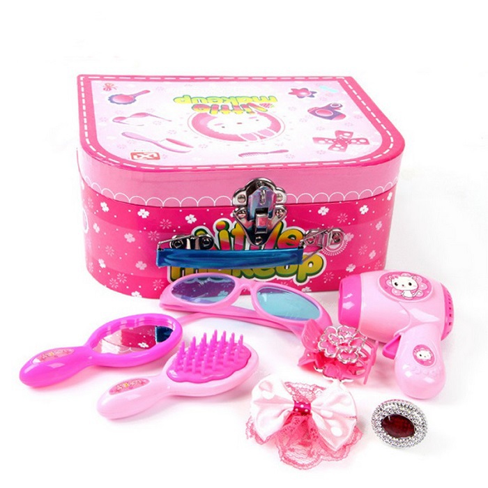 New Lovely Make Up Jewelry Box for Girls Furniture Toy Pretend play Classic Simulation Toy Gifts