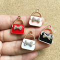 New 50PCS Rhinestone Bow Decorated Oil Drop Women Fashion Handbag Shape DIY Enamel Jewelry Necklace Beracelet