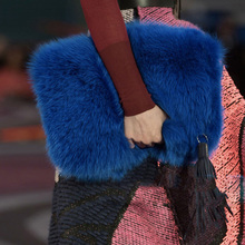Korean Style Plush Fur Lady’s Day Clutches Handbags Causal Tassels Winter Women’s Bag Fold Over Envelope Bag
