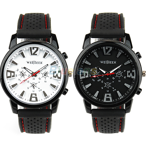 Fashion Military Pilot Aviator Army Style Silicone Men Outdoor Sport Wrist Watch Black White 0URI