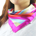 Essential Hot Satin Silk Square Scarf Women Fashion Four Seasons Rainbow Stripe Silk Satin Scarves
