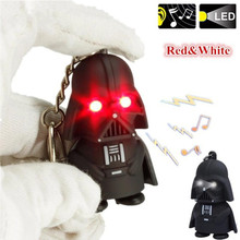 Star Wars led keychain with sound,Darth Vader soldier keyring force Awakens black White pawns flashlight figure keychain pendant