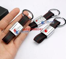 Genuine Leather Car Keychain Key Chains Rings Fob Fits for Audi Car Sline RS Logo Keyring