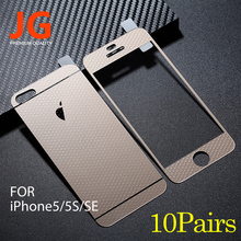 10 pairs/lot Front + Back Tempered Glass Color Film for SE Full Cover Screen Protector Honeycomb Mesh Pattern for iphone5 5S