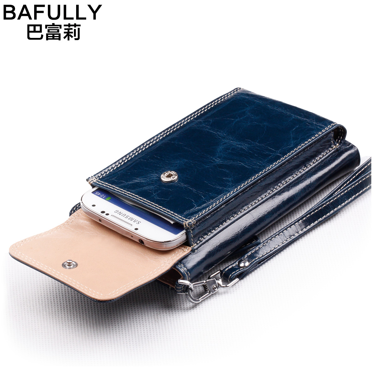 Wax cowhide genuine leather mobile phone lovers clutch bag multifunctional short design male wallet female