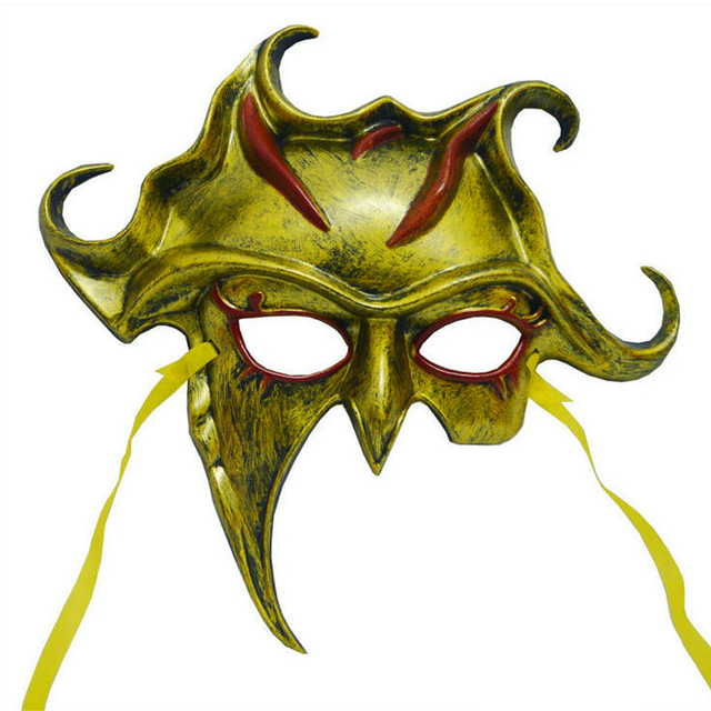 Unique Silver/Gold Color Plastic Titan Cosplay Masks Half Face Mask Scary Masks Masquerade Halloween Party Mask With Ribbon