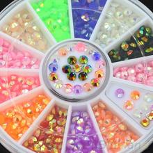Colorful Fluorescent 3D Acrylic Glitters DIY Decal Nail Art Stips Stickers Wheel