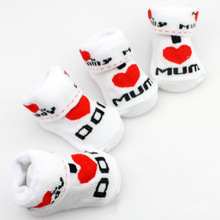 100 cotton Baby socks rubber slip resistant floor socks love dad love mum cartoon kids socks