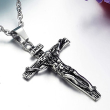 Retro Our Father Jesus Cross Pendant Stainless Steel Necklaces Pendants Men Fashion Jewelry Hot Sale Wholesale Colar GX810