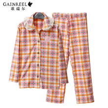 Plaid song Riel autumn and winter fashion sweet long sleeved fleece pajamas home service package Ms