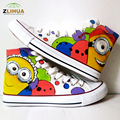 JUP Children Shoes Breathable Cartoon Despicable Me Style Canvas Shoes High Top Shoes Hand Painted Shoes