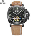 MEGIR Automatic Multifunction Perpetual Calendar Men Watch Military Sport Watch Relogio Masculino Leather Mechanical Watch