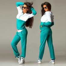 2016 Fall Winter Female Sport Suit Women’s Brand Design zipple long sleeve Hooded Hoodies+Pants Jogging Femme For Women