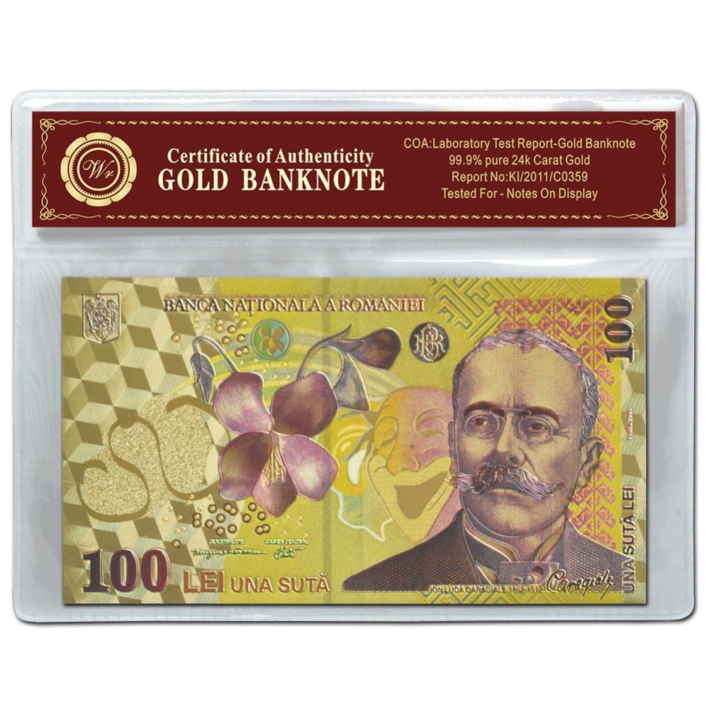 Fake Color Gold Banknote Romania 100 Ron Banknote Paper Currency Decoration Home Home Security System Sales Paper Globepaper Water Aliexpress