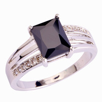 2015 Unique Design Black Spinel 925 Silver Ring Size 6 7 8 9 10 11 12 New Fashion Jewelry For Women Free Shipping Wholesale