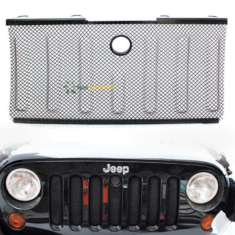 3D Anti Insects Front Mesh Grille Insert Trims with Lock Hole for 2007-2013 Jeep Wrangler JK