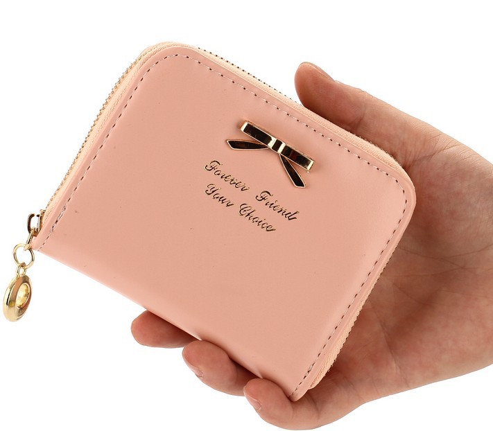 Korean Cute Girls Coin Purse 8 Colors Small Zipper Wallet Women Designer Bow Mini Card Holder ...