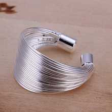 Free Shipping 925 Sterling Silver Ring Fine Fashion Multi Line Silver Jewelry Ring Women Men Gift