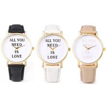 2015 venta caliente nuevas mujeres relojes de cuarzo del reloj de ginebra casuales amor cuero PU de la impresión mujeres se visten Relogio Feminino