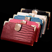 Luxury PU Flip Leather Wallet Bags Stand Design Mobile Phone Cases Lizard Pattern Back Cover For