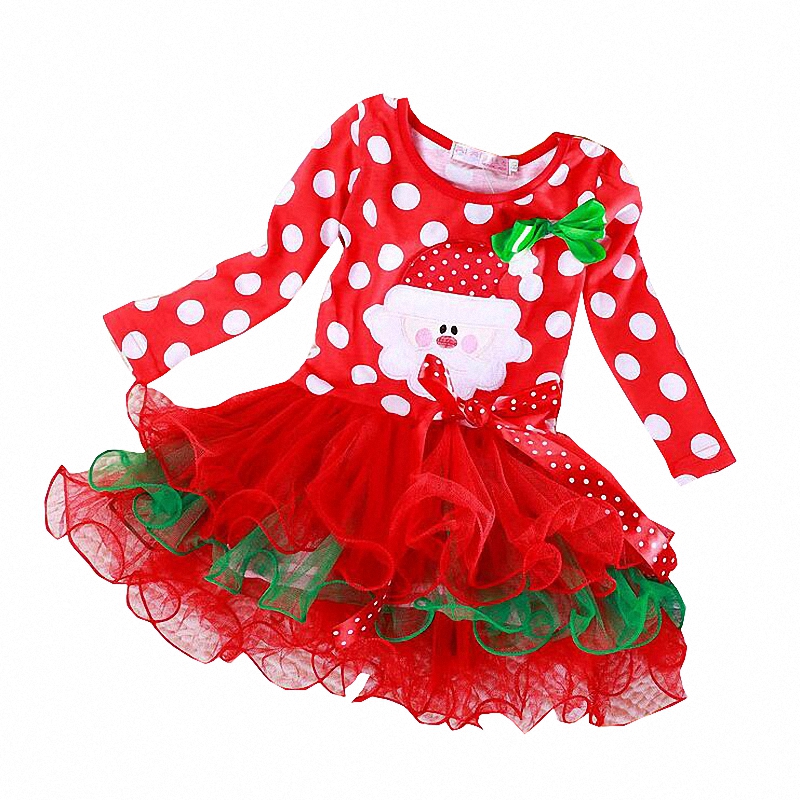 Girl clothing Christmas fashion cartoon style baby girls lace kids clothes children cotton baby tutu princess
