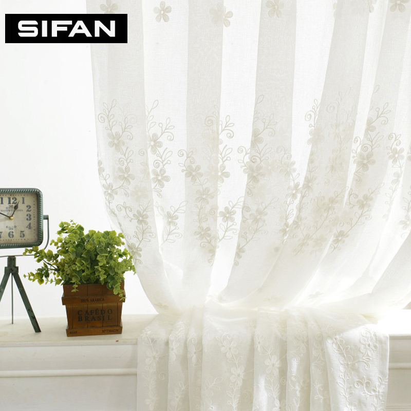 Compra Cortinas bordadas blancas online al por mayor de China