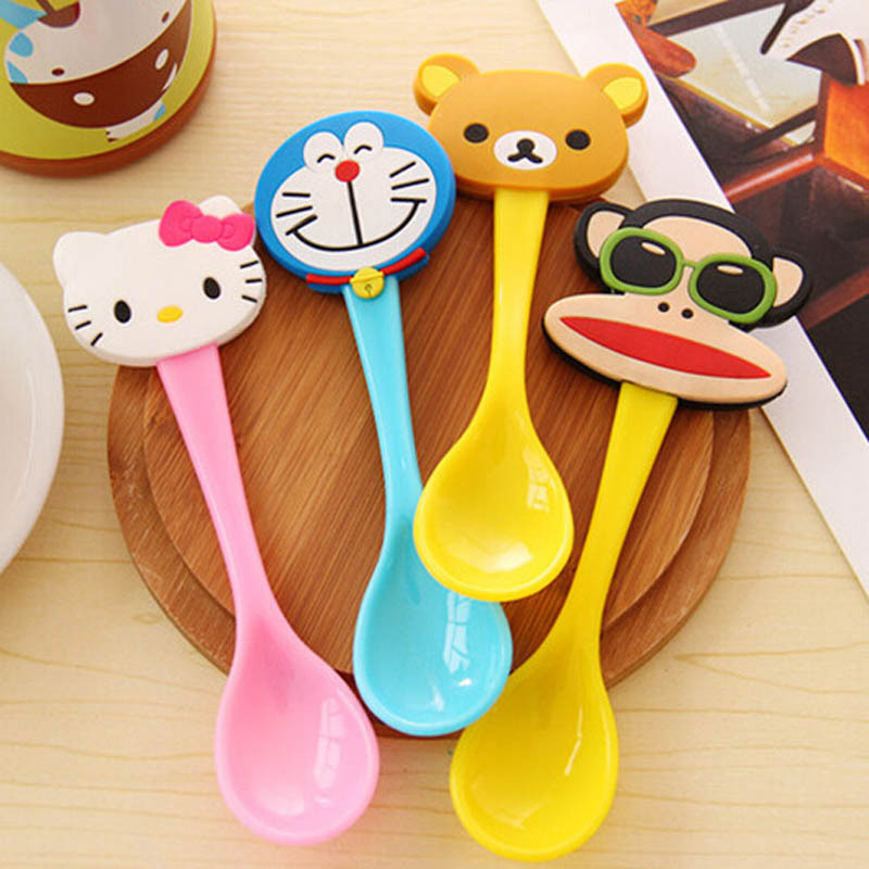 Lovely Carton Baby Spoon Kids Tableware Baby Feeding Tools Coffee Spoon Multicolor