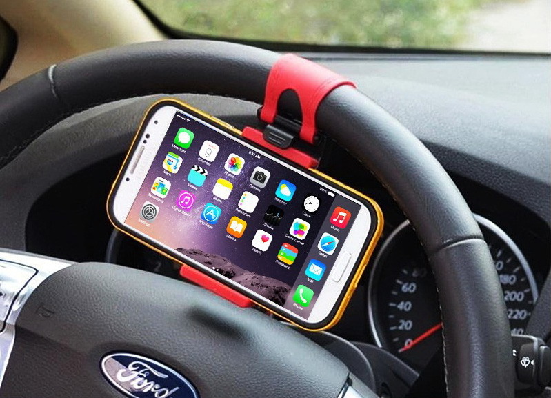 2015 New Universal Car Steering Wheel Mount Holder for Mobile Phone Apple iPhone 4 4S 5