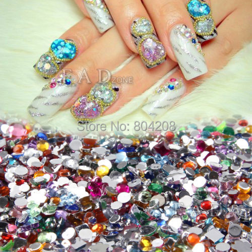 2000pcs mix shape color 3D nail art diamante nail tools decorations glitter rhinestones for nail jewelry