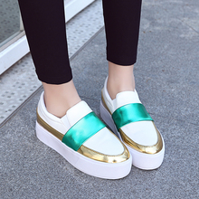 Women Fashion Mixed Colors Platform Wedge Shoes Lady Low Top Round Toe Spring Hidden Heels Girl Height Increasing Casual Shoes