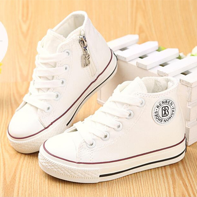 Kids shoes for girl children canvas shoes мальчики кроссовки 2017 Весна осень девушки shoes Белый High Solid fashion Children shoes
