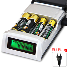 Original C905W 4 Slots LCD Display Smart Intelligent Battery Charger for AA / AAA NiCd NiMh Rechargeable Batteries EU Plug