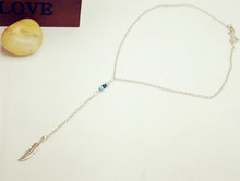 New Fashion accessories jewelry leaf feather dangle necklace gift for women girl wholesale N1607