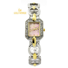 GOLD WINNER Brand Fashion Diamond Women Girls Shell Face Stainless Steel Waterproof Watches Quartz Watches Wristwatches