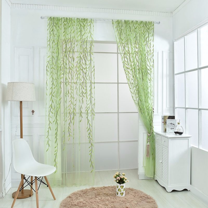 2019 Chic Room Willow Pattern Voile Window Curtain Sheer Panel