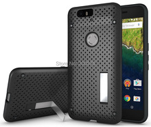 TPU&PC heat radiation function Slim Dual armor Mesh Case For Nexus 6P case with stand