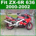 Fairings set Fit for Kawasaki ZX6R fairing kit 2000 2001 2002 red white ZX 6R 636