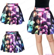 New Women Dancing Skirt Pleated Saia A-line Pettiskirt Nightclubs Tennis Skirts Summer Miniskirt Jellyfish Printed Short Skirts