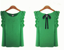 2015Plus Size Ladies Blouses New Summer Women Blouse O Neck Lotus Leaf Casual Shirt Women Clothing