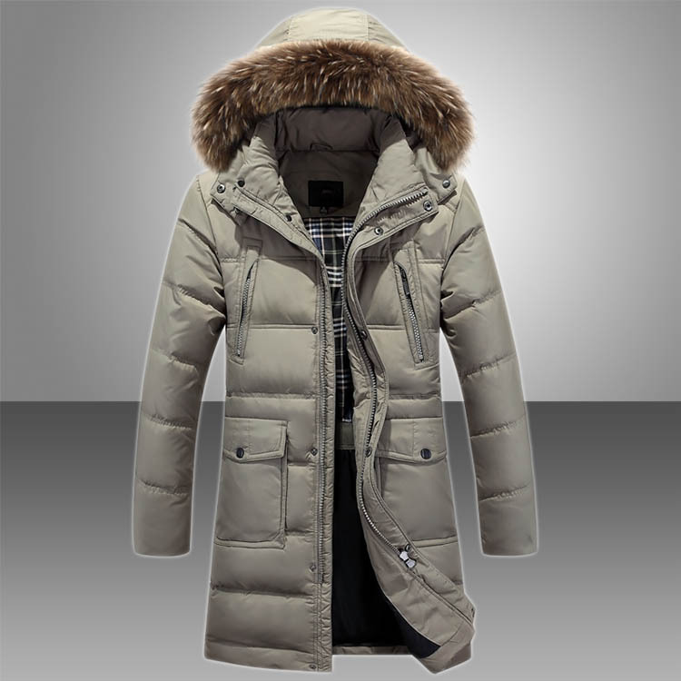 Winter Brand Men's Jackets 90 White Duck Down Jacket Men Slim Thick Coat With Big Fur Collar Parka Man Hooded X-Long Down Jacket