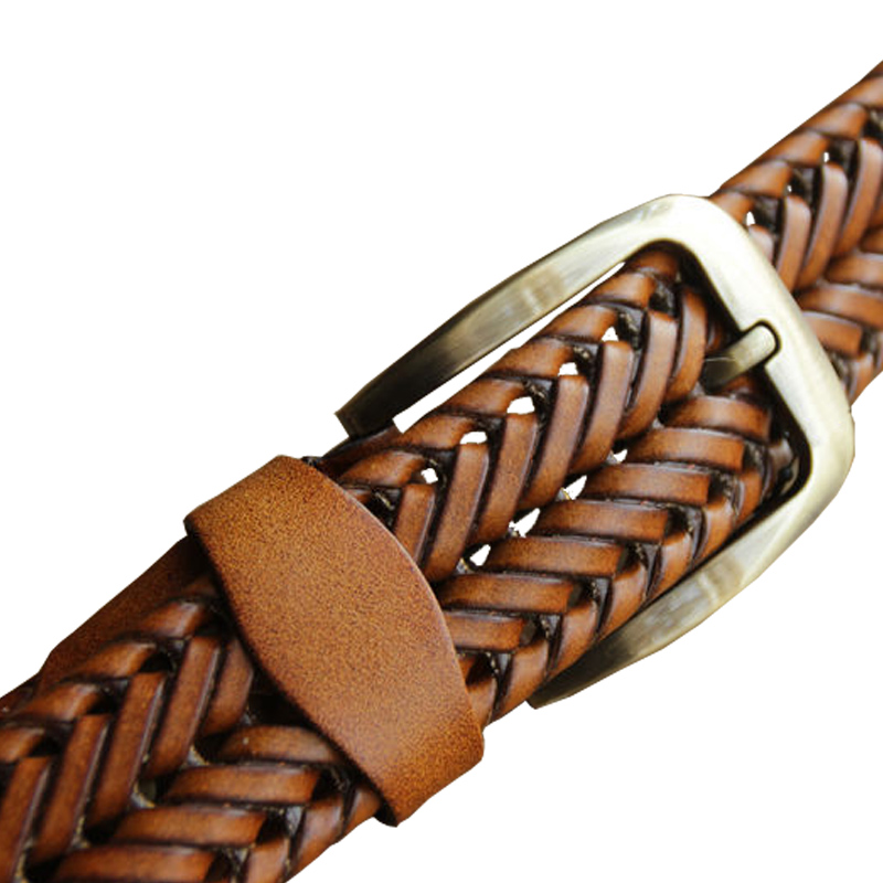2015 New Belt Man Fashion Mens belts luxury genuine leather Brown braided Real Cow skin straps